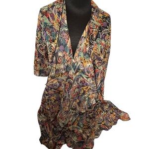 Lularoe Shirley SZ M Open Kimono Cover Up Multi Color Jewel Colors Fits 10-18